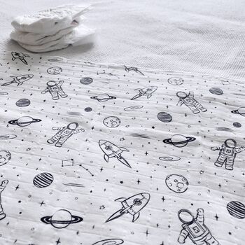 Organic Space Print Baby Muslin Swaddle, 3 of 5