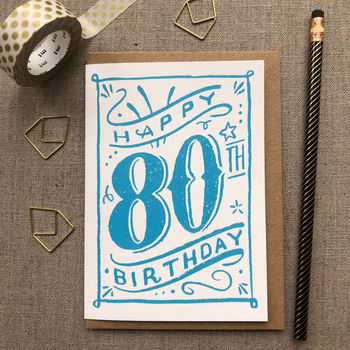 80th birthday 80th card blue chalk by have a gander ...