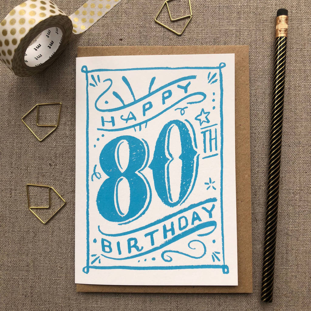 80th Birthday 80th Card Blue Chalk By Have a Gander