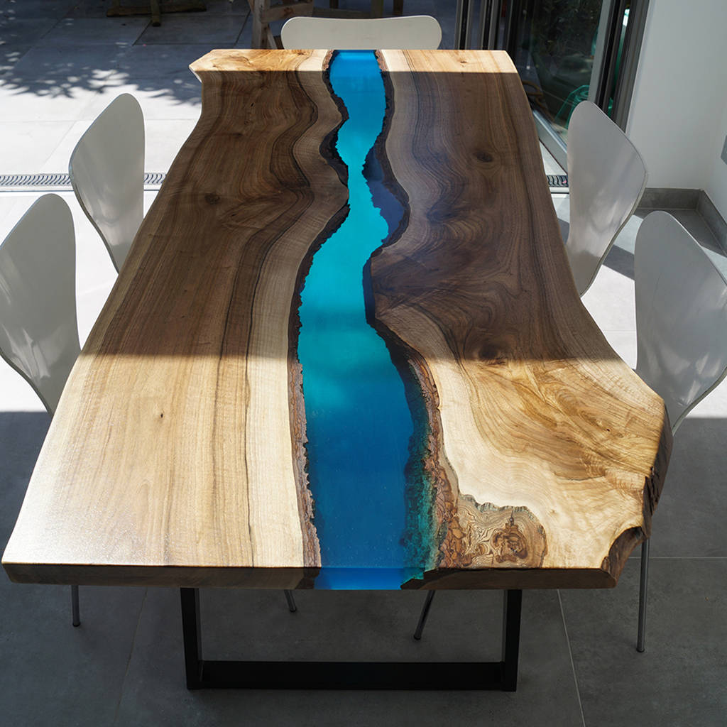 resin river dining table by revive joinery 