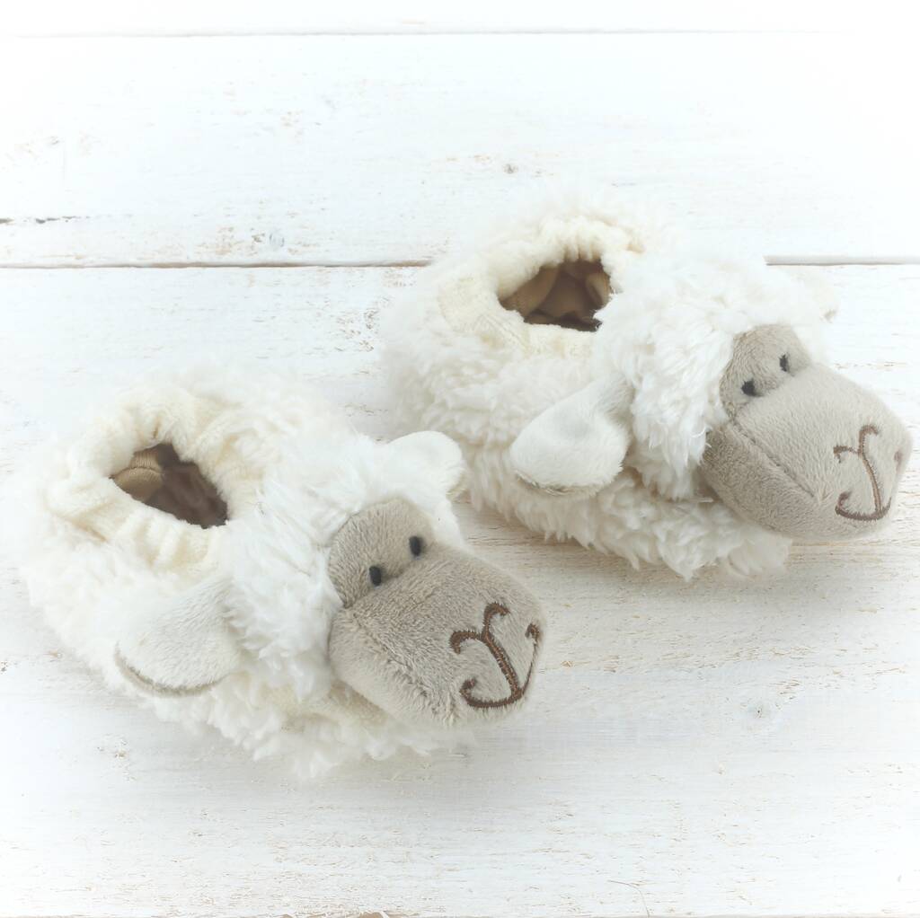 Sheep Baby Slippers, Personalised, 0 To Six Months, 1 of 5