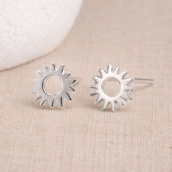 Sterling Silver Sunshine Stud Earrings – 7mm, 3 of 10
