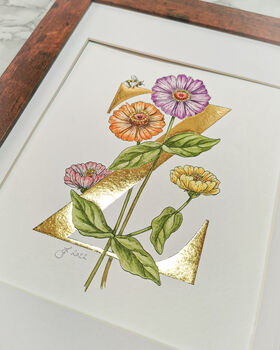 Z Is For Zinnia Gilded Print, 6 of 7