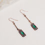 Antique Bronze And Emerald Green Stone Drop Earrings, thumbnail 1 of 3