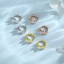 Baguette Cz Cluster Huggie Hoop In Sterling Silver, thumbnail 7 of 12