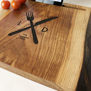 Personalised Oak Wood Chopping Board And iPad Stand, 6 of 7