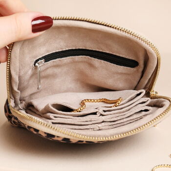 Leopard Print Square Velvet Pouch Jewellery Case, 6 of 7