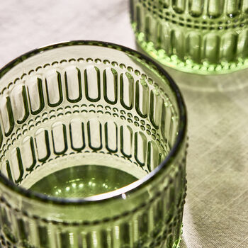 Merida Embossed Green Short Tumbler Glass, 3 of 3