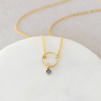 Minimalist Gold Plated Circle Birthstone Charm Necklace, 6 of 11