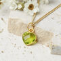 Healing Peridot Heart Gemstone Gold Plated Necklace, thumbnail 2 of 10