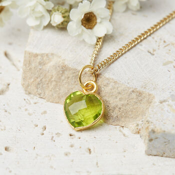 Healing Peridot Heart Gemstone Gold Plated Necklace, 2 of 10