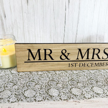 Personalised Mr And Mrs Wooden Wedding Sign, 4 of 5