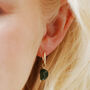 African Jade Stone Hoop Earrings In Gold Plating, thumbnail 1 of 7
