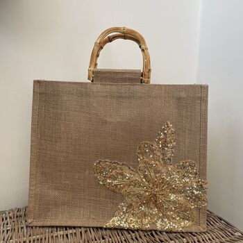 Handle Detail Flower Tote Bag, 2 of 3
