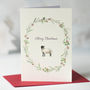 Sheep And Wreath Christmas Card, thumbnail 1 of 5