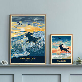 Spaniel On A Seaside Shoreline Sunrise. A Limited Edition Dog Gift Print, 5 of 12