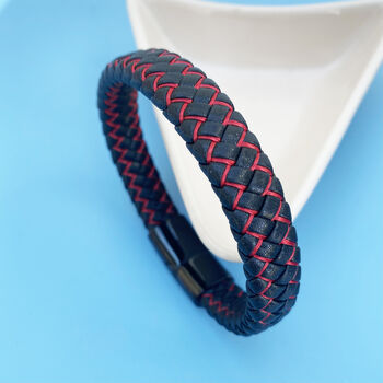 Tread Leather Bracelet Black And Red, 3 of 5