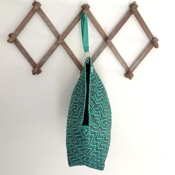 Pagoda Wash Bag In Turquoise Zig Zag Print, 4 of 6