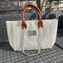 Personalised White Brown Large Chain Tote Beach Bag, thumbnail 8 of 10