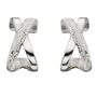 Sterling Silver Kiss Cross Huggie Earrings, thumbnail 1 of 3