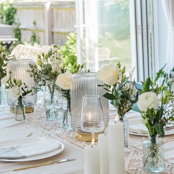 Cordless Grey Ribbed Glass Lamps, 2 of 3
