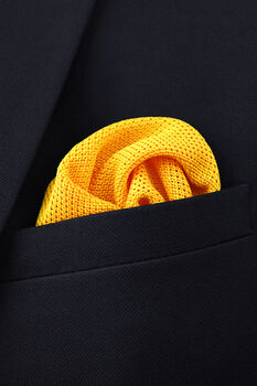 Wedding Handmade Polyester Knitted Pocket Square In Mustard Yellow, 2 of 6