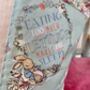 Peter Rabbit Name And Date Cushion Mint And Floral, thumbnail 8 of 9