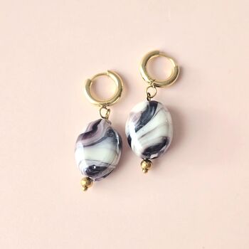 Handmade Swirl Lampwork Glass Huggie Hoop Earrings, 5 of 9