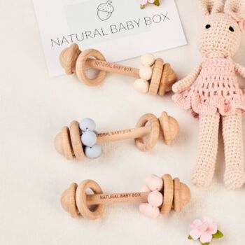 Crochet Bunny And Wooden Baby Rattle Gift Box, 7 of 12