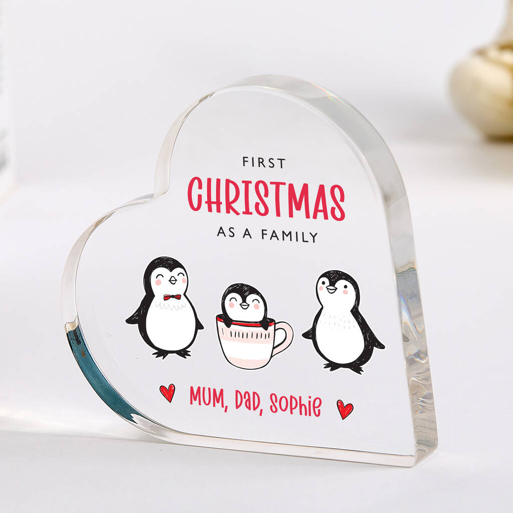 Personalised First Christmas Family Heart Plaque Gift, 1 of 5