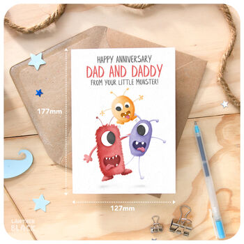 Funny Lgbt Dad And Daddy Happy Anniversary Card, 2 of 6