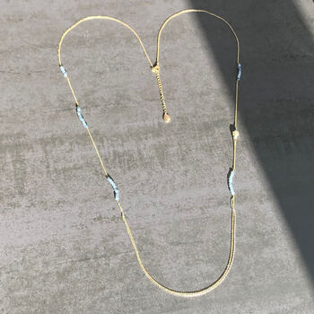 Long Blue Crystal Asymmetrical Necklace, 3 of 7
