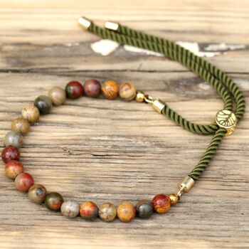 18 K Gold Plated Jasper Bracelet | Will Power, 2 of 5