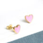 18 K Gold Vermeil Light Pink Enamel Heart Stud Earrings, thumbnail 1 of 9