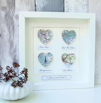 Personalised Map Hearts Story Picture | Wedding Gift, 5 of 11