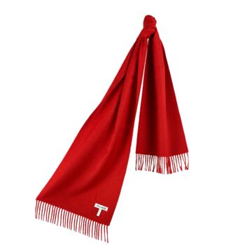 Red Baby Alpaca Fringed Scarf, 2 of 10