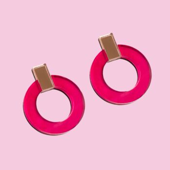 Bright Pink Statement Acrylic Alex Earrings, 2 of 4