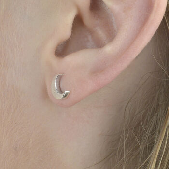 Moon Studs Sterling Silver Stud Earrings, 2 of 3