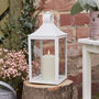25cm Outdoor White Metal Tru Glow® Candle Lantern, thumbnail 1 of 3