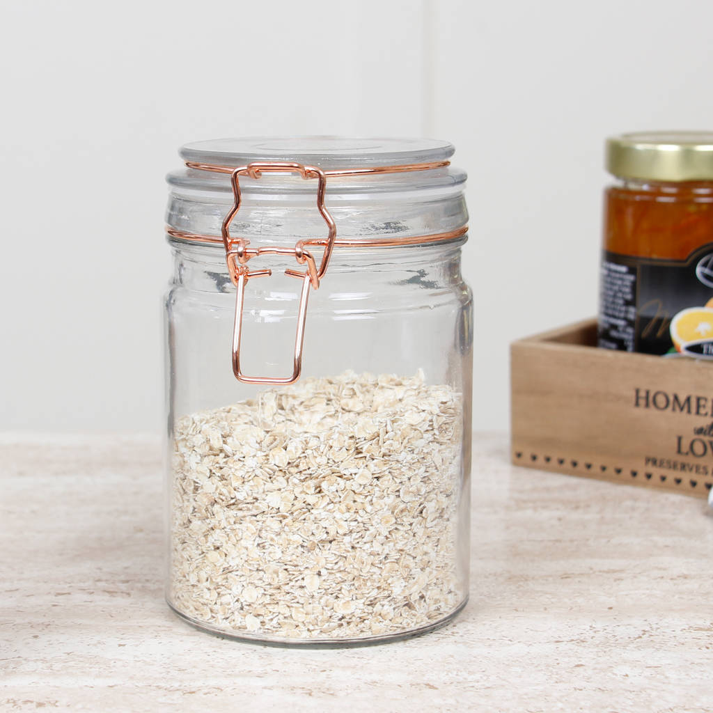 Glass Storage Jar With Copper Clip Lid Selection By Dibor