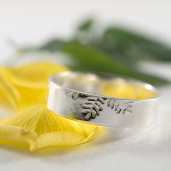 Botanical Wedding Bands In 9ct White Recycled Gold, 4 of 8
