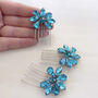 Vibrant Blue Crystal Hair Comb Set, thumbnail 3 of 4