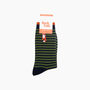 Embroidered Fox Striped Combed Cotton Socks In Black/Green, thumbnail 4 of 4