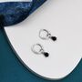 Sterling Silver Black Cz Droplet Hoop Earrings, thumbnail 5 of 11