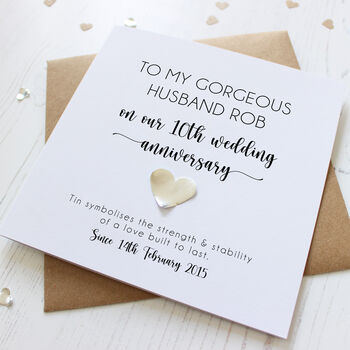 Personalised 10th Anniversary Card For Husband Or Wife, 2 of 9