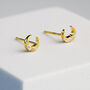 Sterling Silver Crystal Crescent Moon Stud Earrings, thumbnail 3 of 6