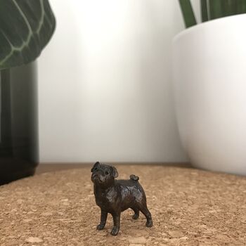 Miniature Bronze Pug Sculpture 8th Anniversary Gift, 9 of 11