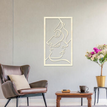 Wooden Abstract Face Couple Wall Art For Modern Home Decor, 8 of 9