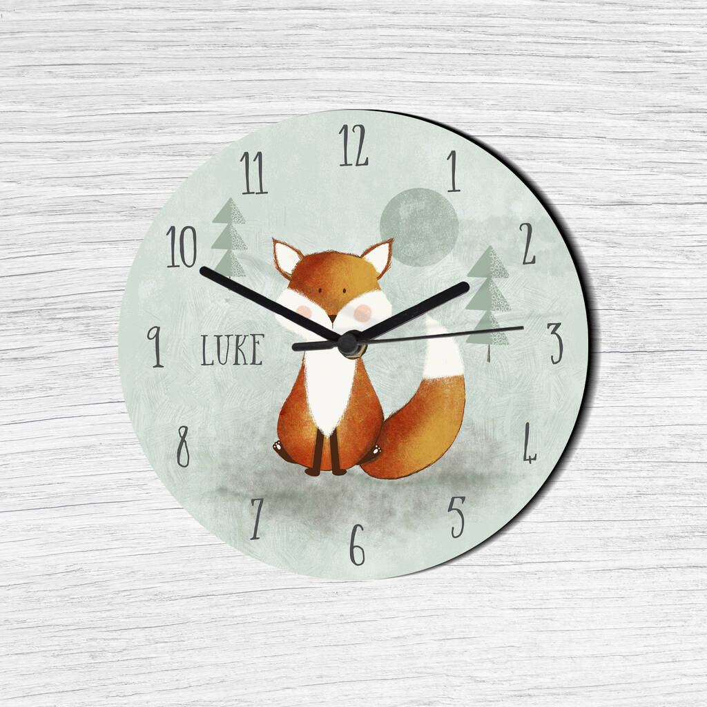 Woodland Fox Personalised Clock, 1 of 3