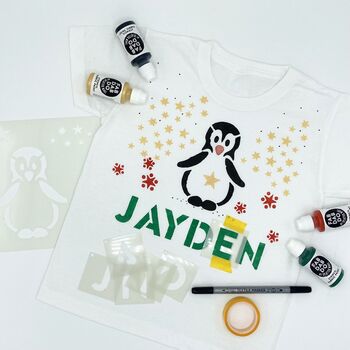 Christmas Tree And Penguin Stencil For Kids Crafts, 2 of 4